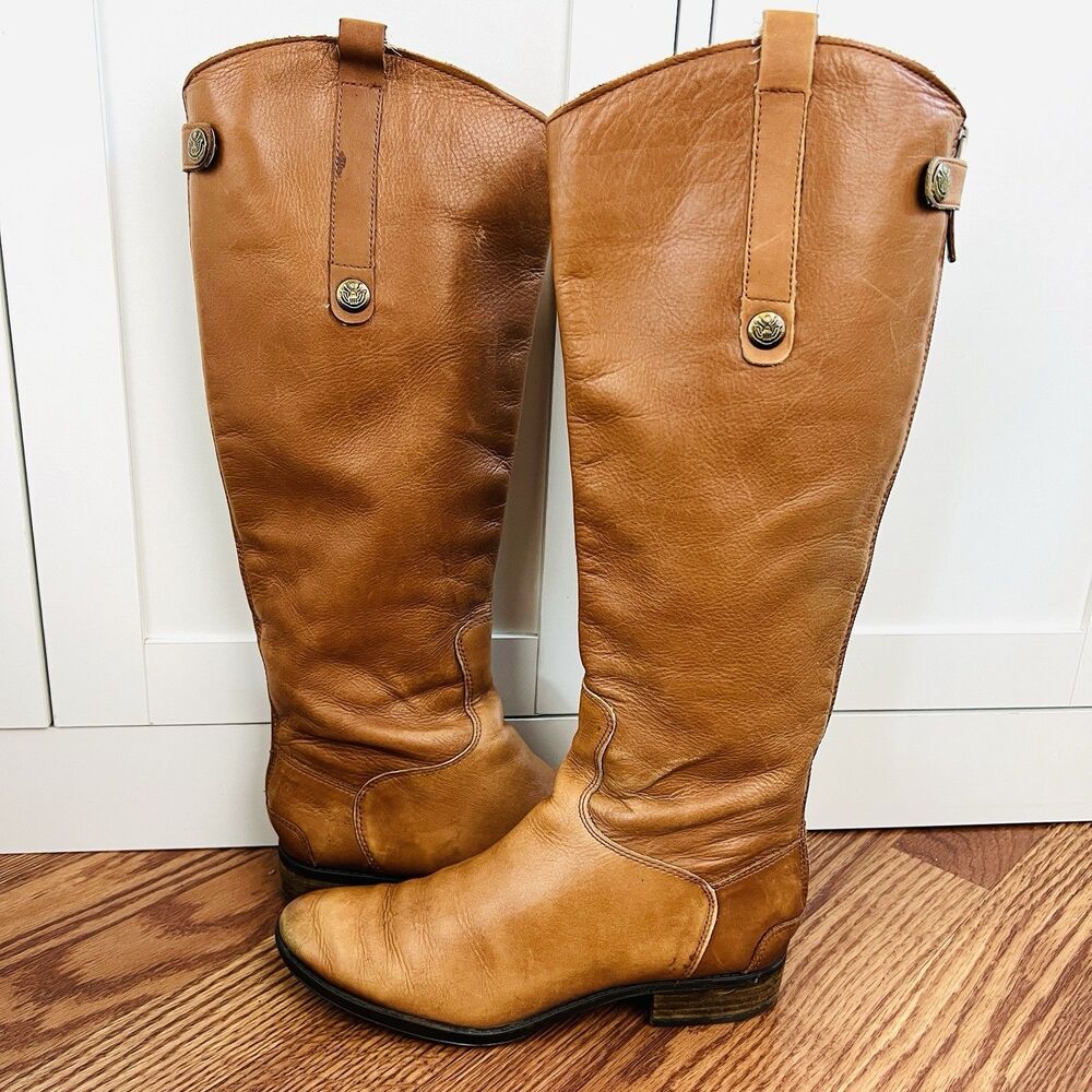 Sam Edelman Penny Brown Soft Leather Equestrian Knee High Riding Boots Size 7M